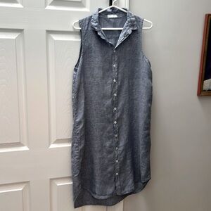 CP Shades Chambray Linen Sleeveless Shirtdress.